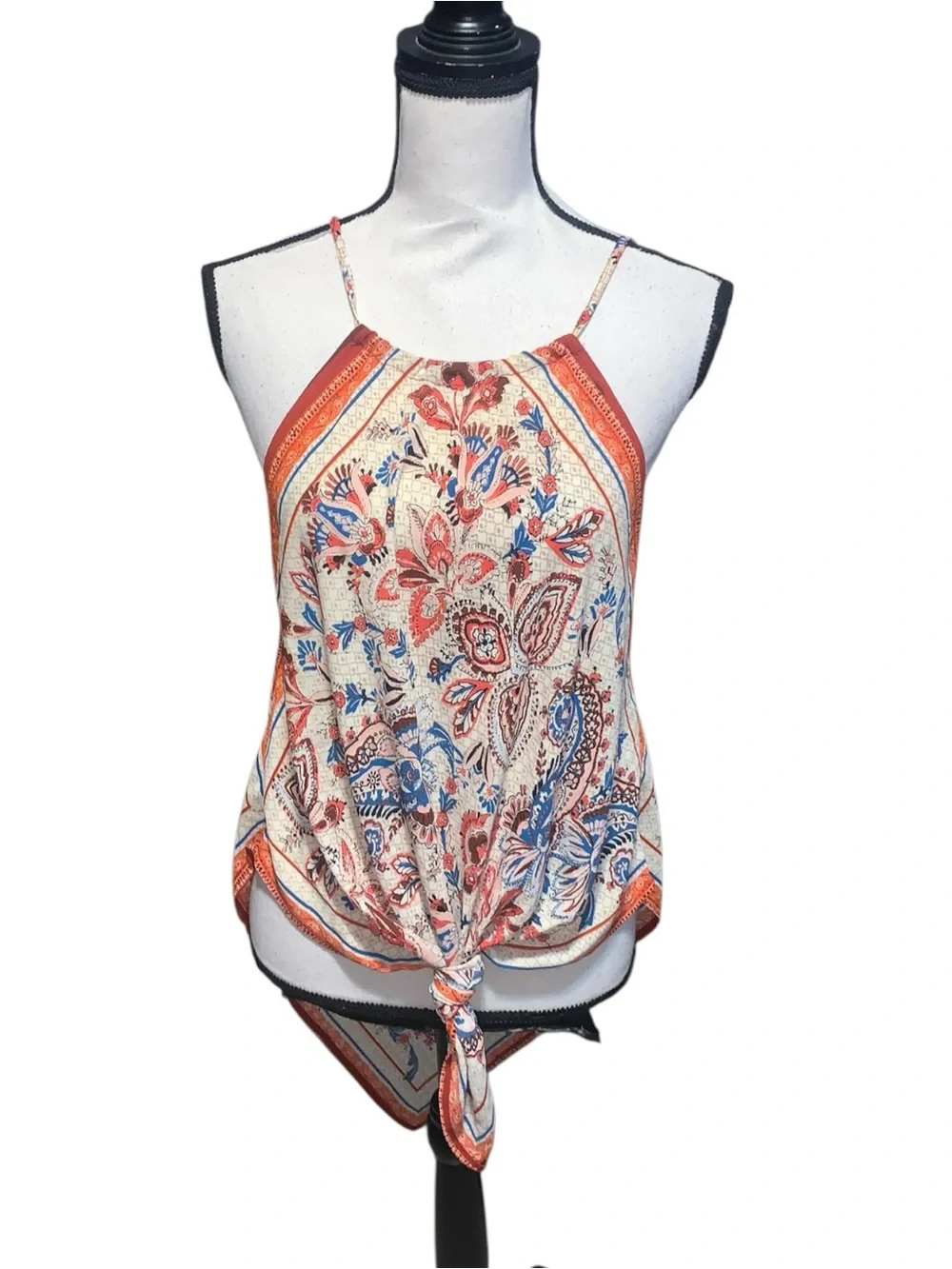 NWT Indy Clover Floral Front Knot asymmetrical cami tank top